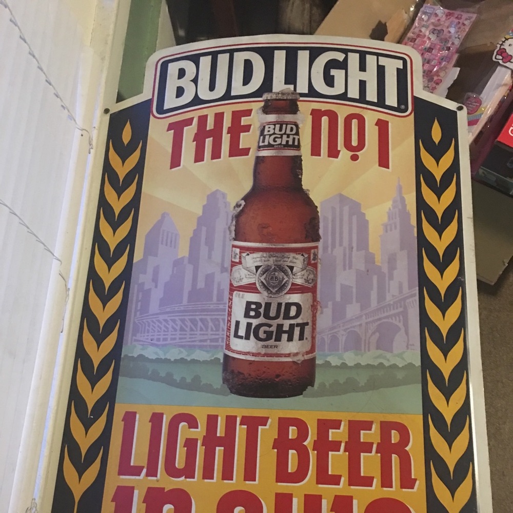 Vintage 1991 34.5" Metal Bud Light Beer Sign Ohio